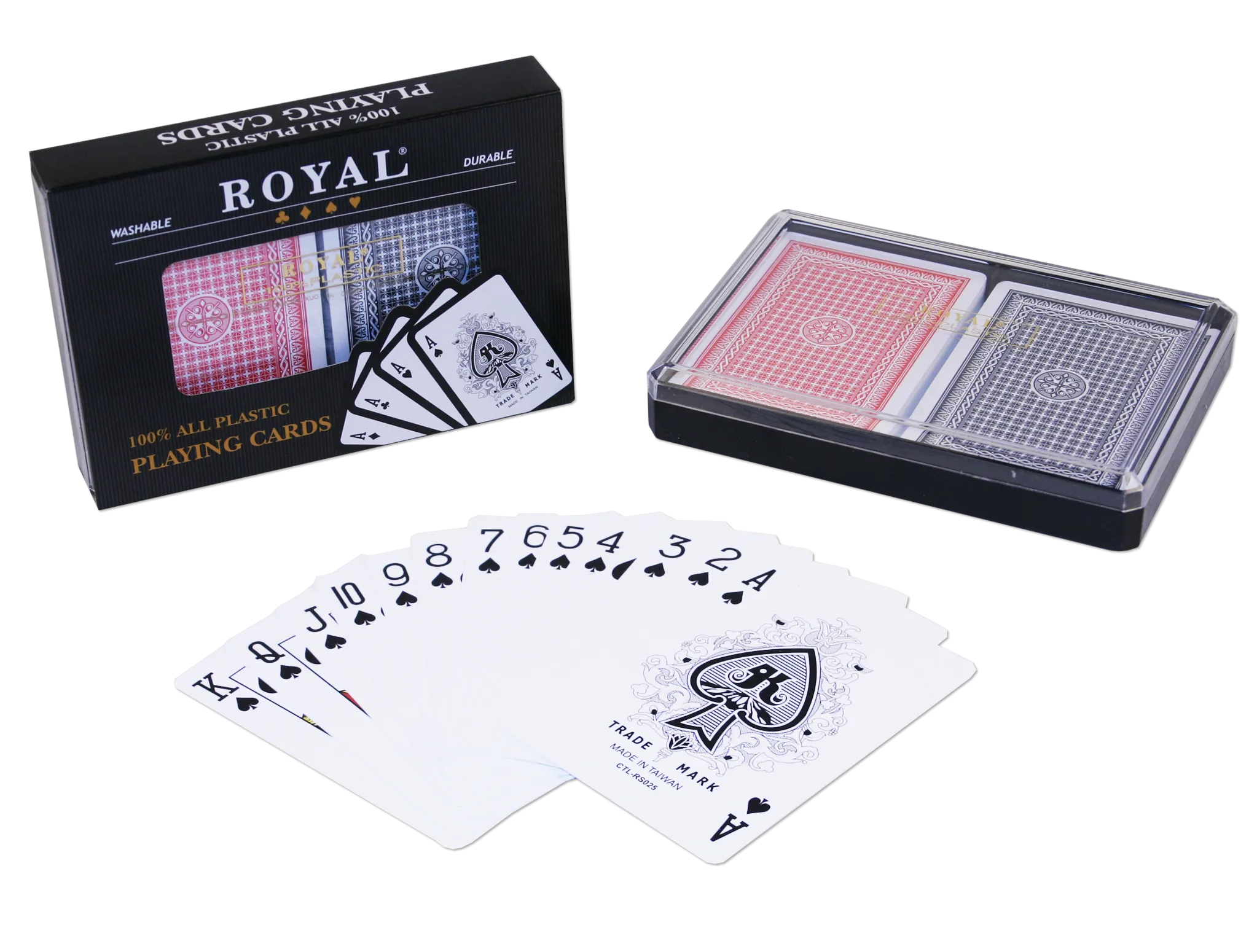 100% plastic playing cards by Royal - Includes hard shell case
