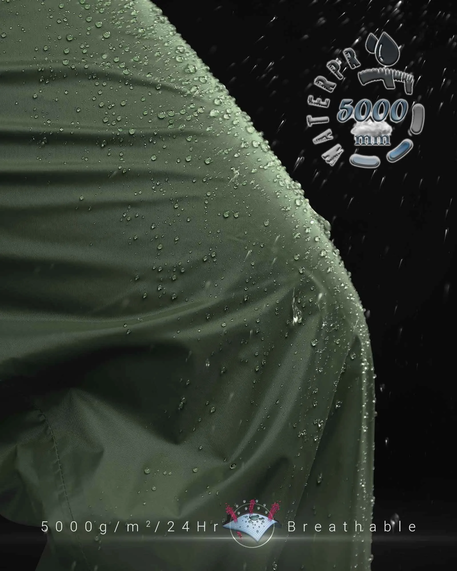1.10 lbs 5000mm W/P Index 5000 Level Breathable Men's Rain Pants with Reflective Design
