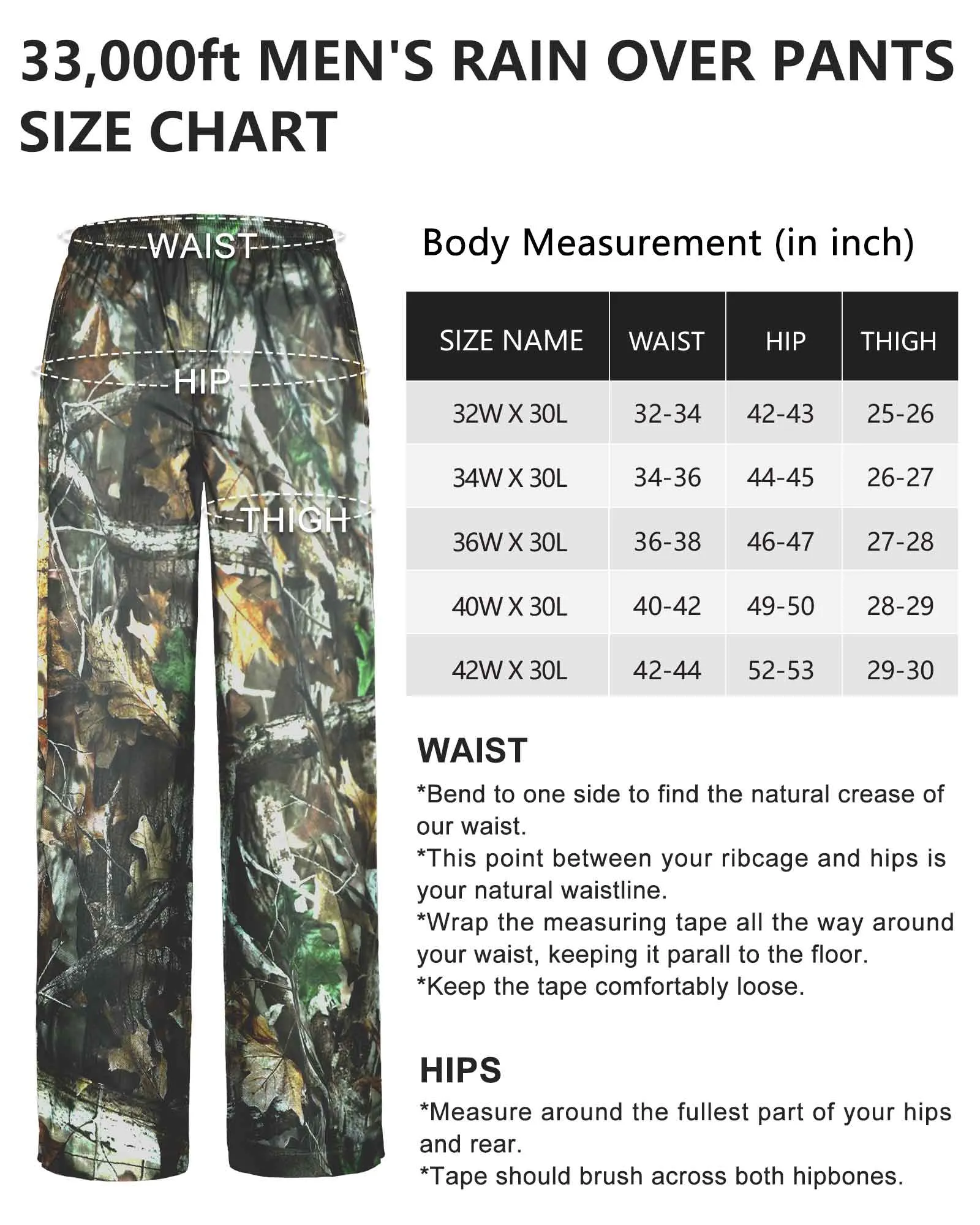 1.10 lbs 5000mm W/P Index 5000 Level Breathable Men's Rain Pants with Reflective Design