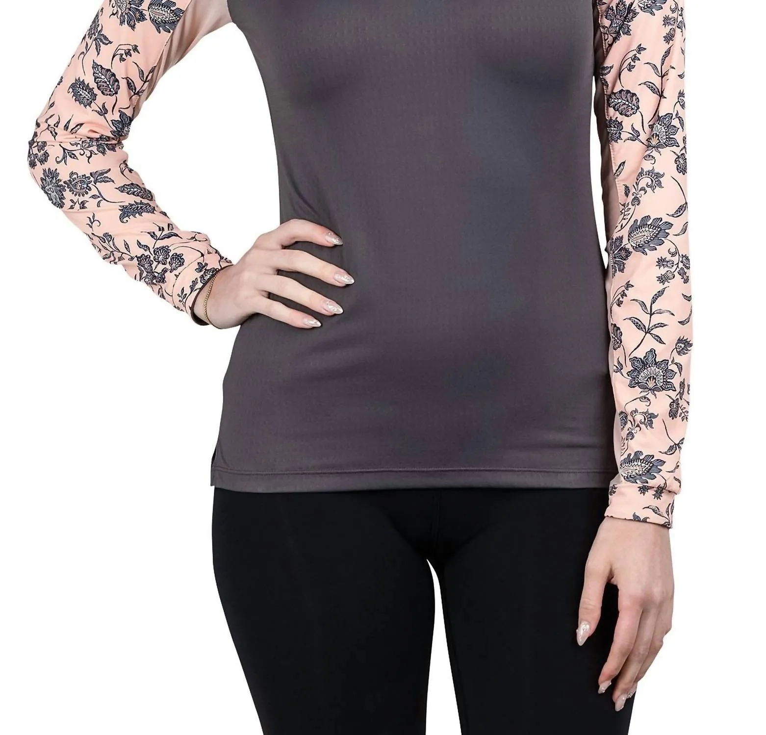 1/4 Zip Long Sleeve Raglan Sun Shirt In Jacobean Peach