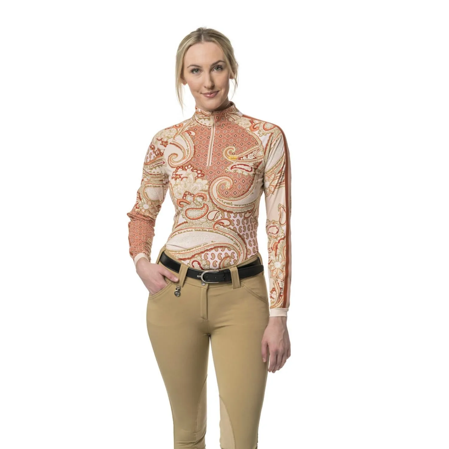 1/4 Zip Long Sleeve Sun Shirt In Blush Paisley