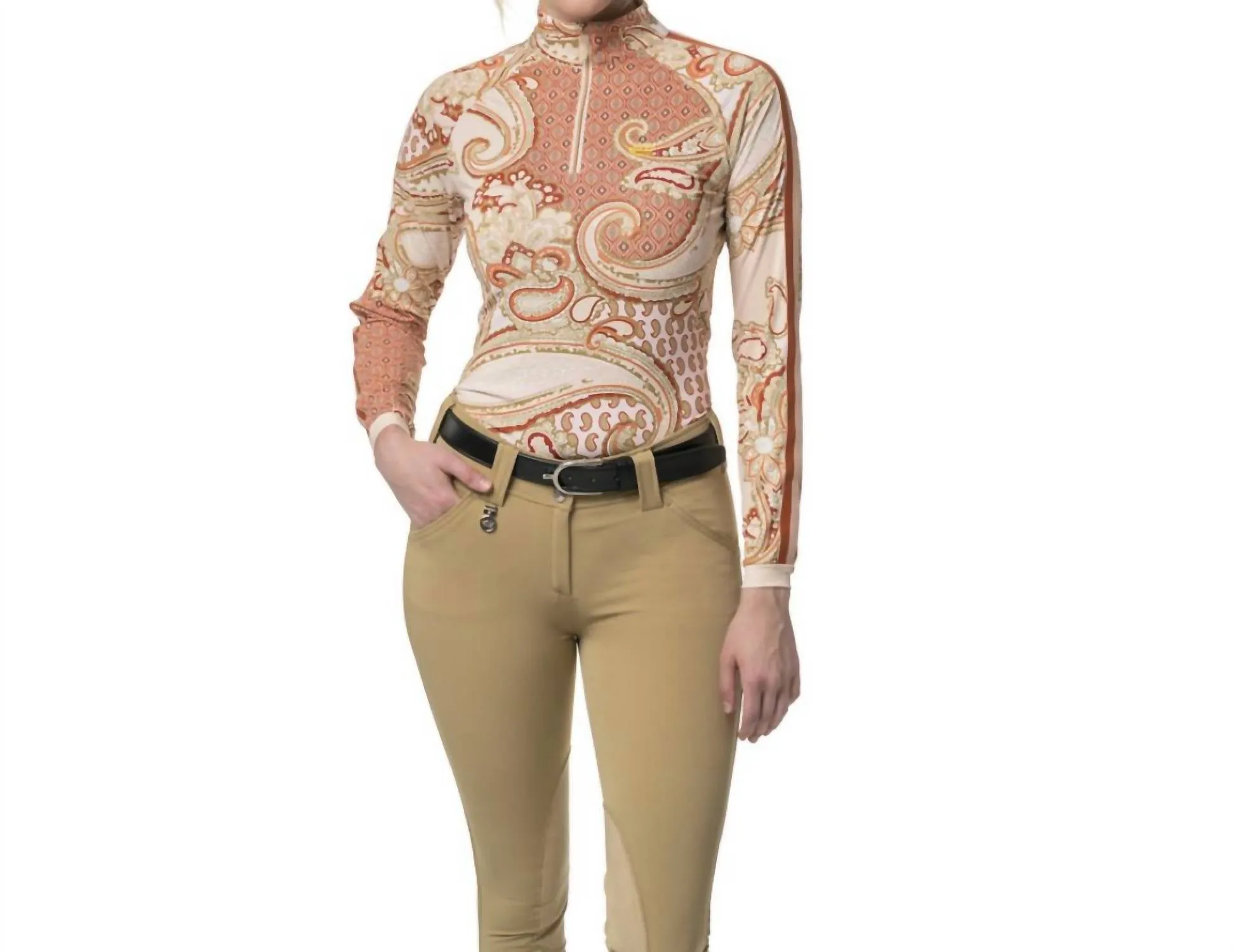 1/4 Zip Long Sleeve Sun Shirt In Blush Paisley