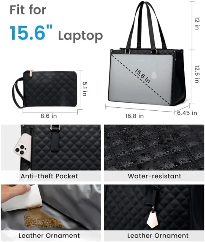 2 In 1 Tote Bag Lunch Bag Combo, 3 In 1 Lunch Tote Bag For Women,15.6 Inch with Lunch Compartment,LaptopWith Insulated Lunch Compartment (Light Brown)