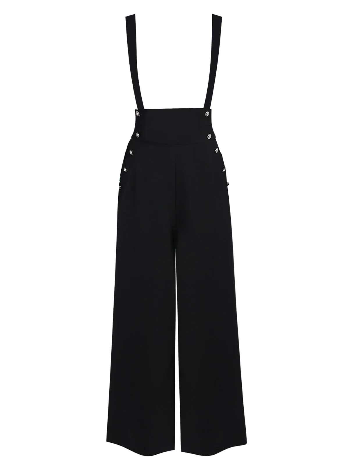 2PCS 1950s Candy Tie-Up Blouse & Black Suspender Pants