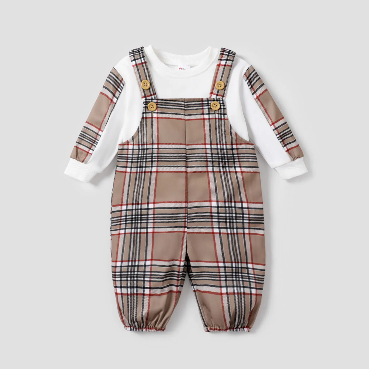 2PCS Baby Boy Grid/Houndstooth Casual Top/Camisole Pants Set
