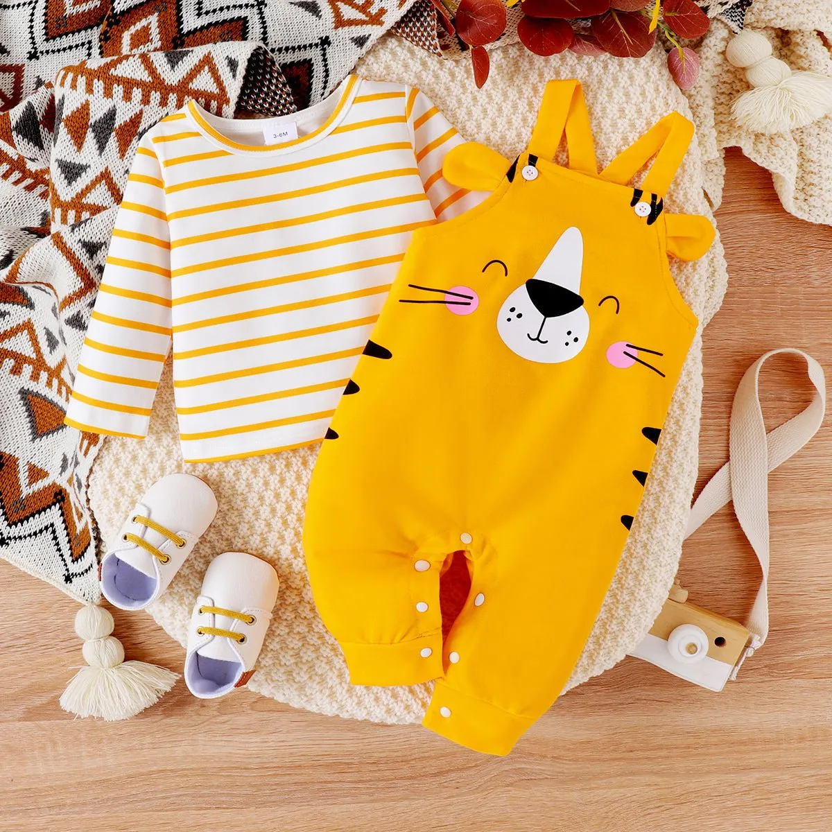 2pcs Baby Girl/Boy Lion Pattern Long Sleeve Set