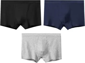 3-pack men's boxer briefs, soft and breathable cotton briefs, high elastic, moisture wicking and breathable