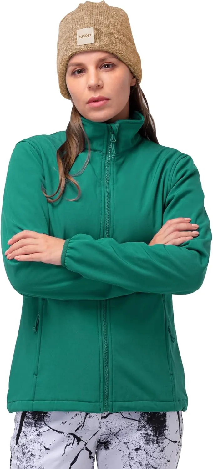 33,000ft Women's 3 in 1 Hooded Waterproof Coat Winter Ski Hiking Rain Jacket Softshell Fleece Lined Raincoat Windbreaker