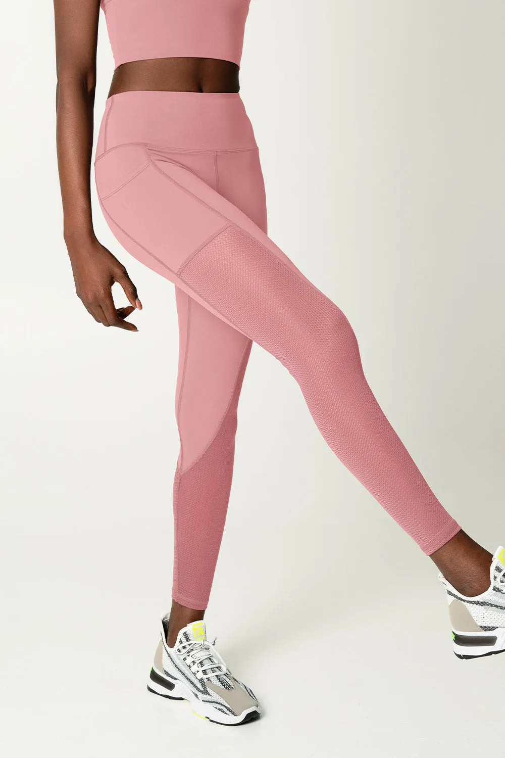 4 for $54 - Dusty Pink Cassi Mesh & Pockets Workout Leggings Yoga Pants - Women