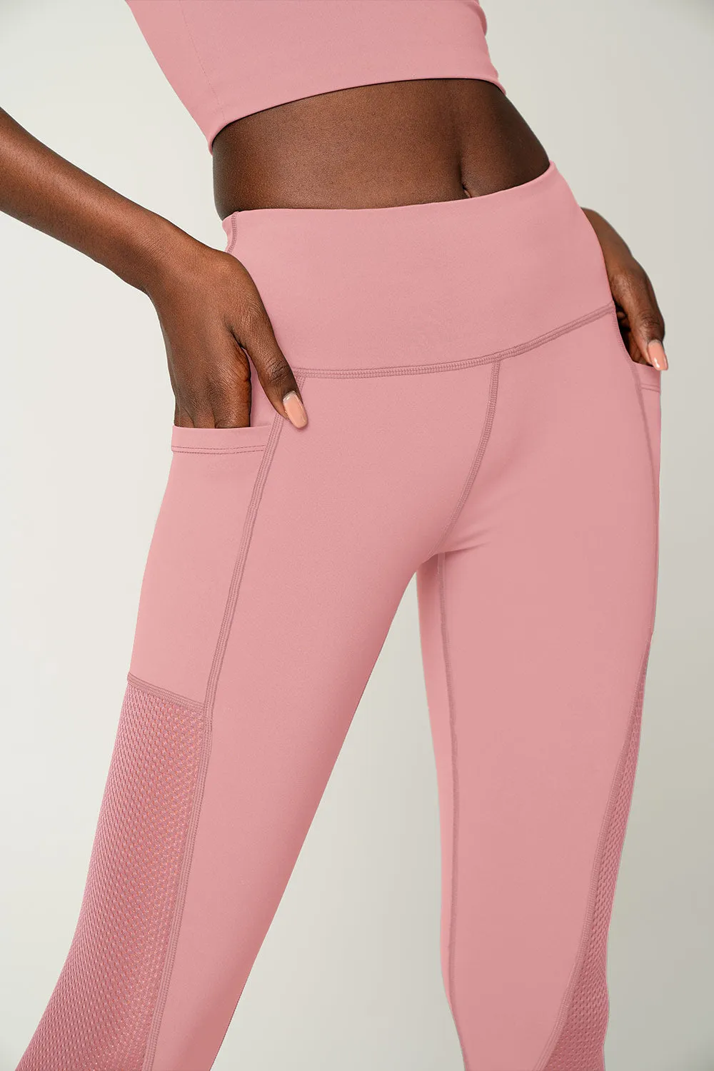 4 for $54 - Dusty Pink Cassi Mesh & Pockets Workout Leggings Yoga Pants - Women