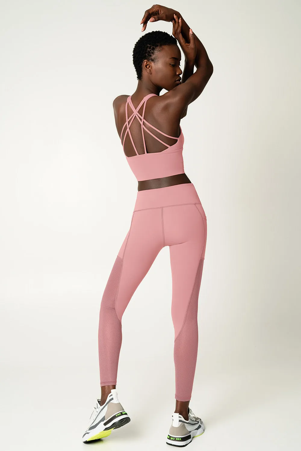 4 for $54 - Dusty Pink Cassi Mesh & Pockets Workout Leggings Yoga Pants - Women