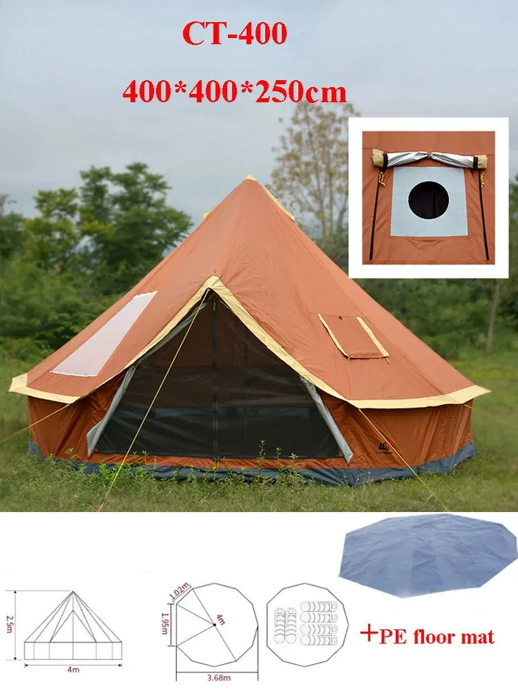 5 6 8 10 Person Outdoor Glamping Teepee Camping Family Tent Travel Hiking Durable Car Shelter Beach Canopy Awning Mountaineering