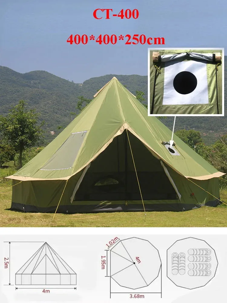 5 6 8 10 Person Outdoor Glamping Teepee Camping Family Tent Travel Hiking Durable Car Shelter Beach Canopy Awning Mountaineering