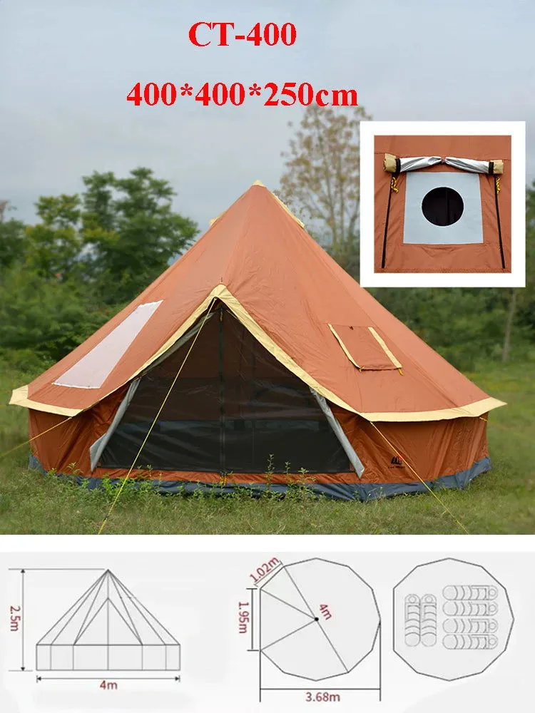 5 6 8 10 Person Outdoor Glamping Teepee Camping Family Tent Travel Hiking Durable Car Shelter Beach Canopy Awning Mountaineering