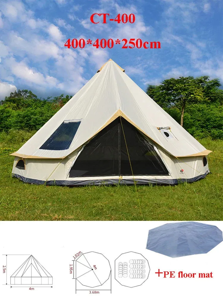 5 6 8 10 Person Outdoor Glamping Teepee Camping Family Tent Travel Hiking Durable Car Shelter Beach Canopy Awning Mountaineering