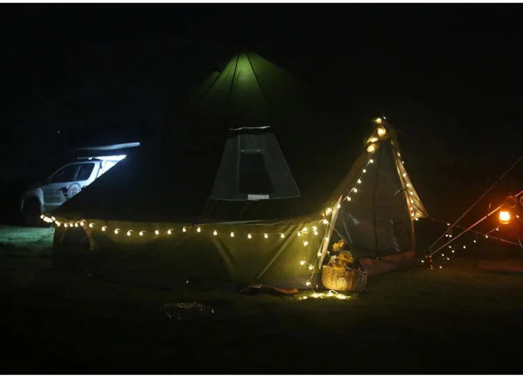 5 6 8 10 Person Outdoor Glamping Teepee Camping Family Tent Travel Hiking Durable Car Shelter Beach Canopy Awning Mountaineering