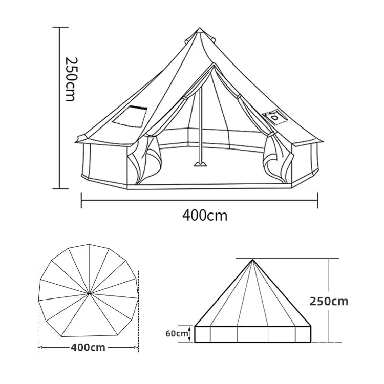 5 6 8 10 Person Outdoor Glamping Teepee Camping Family Tent Travel Hiking Durable Car Shelter Beach Canopy Awning Mountaineering