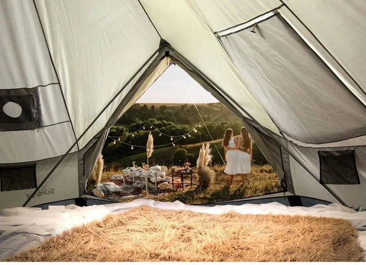 5 6 8 10 Person Outdoor Glamping Teepee Camping Family Tent Travel Hiking Durable Car Shelter Beach Canopy Awning Mountaineering