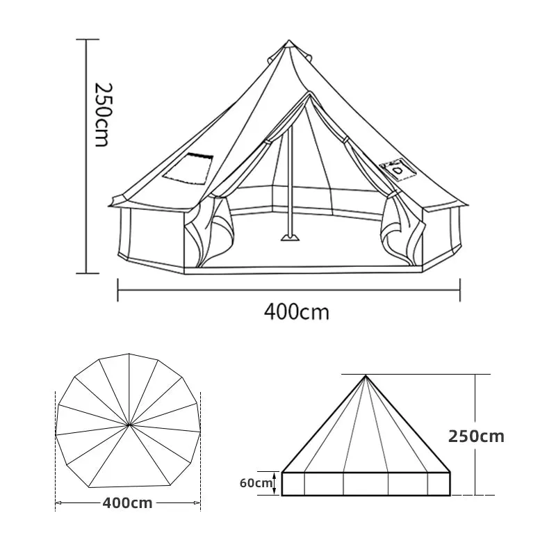 5 6 8 10 Person Outdoor Glamping Teepee Camping Family Tent Travel Hiking Durable Car Shelter Beach Canopy Awning Mountaineering