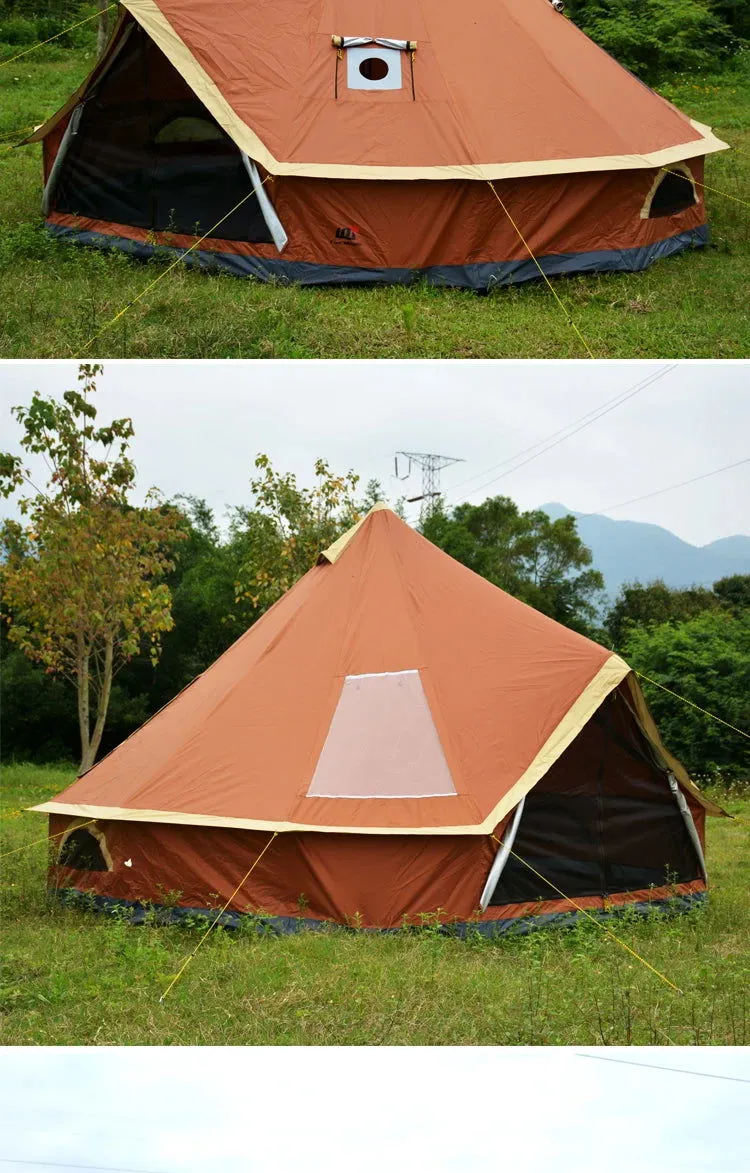 5 6 8 10 Person Outdoor Glamping Teepee Camping Family Tent Travel Hiking Durable Car Shelter Beach Canopy Awning Mountaineering