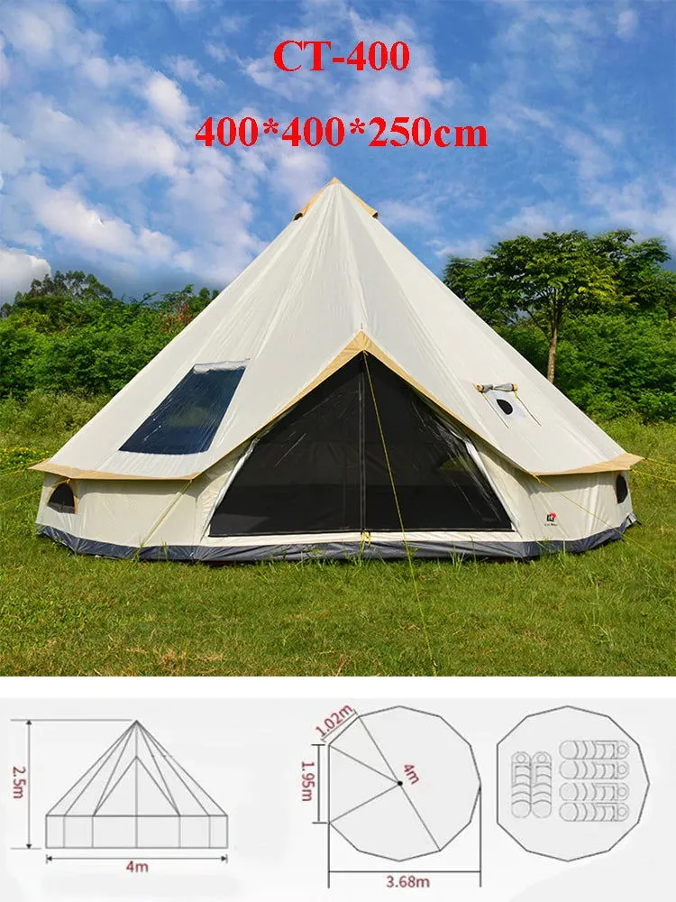 5 6 8 10 Person Outdoor Glamping Teepee Camping Family Tent Travel Hiking Durable Car Shelter Beach Canopy Awning Mountaineering