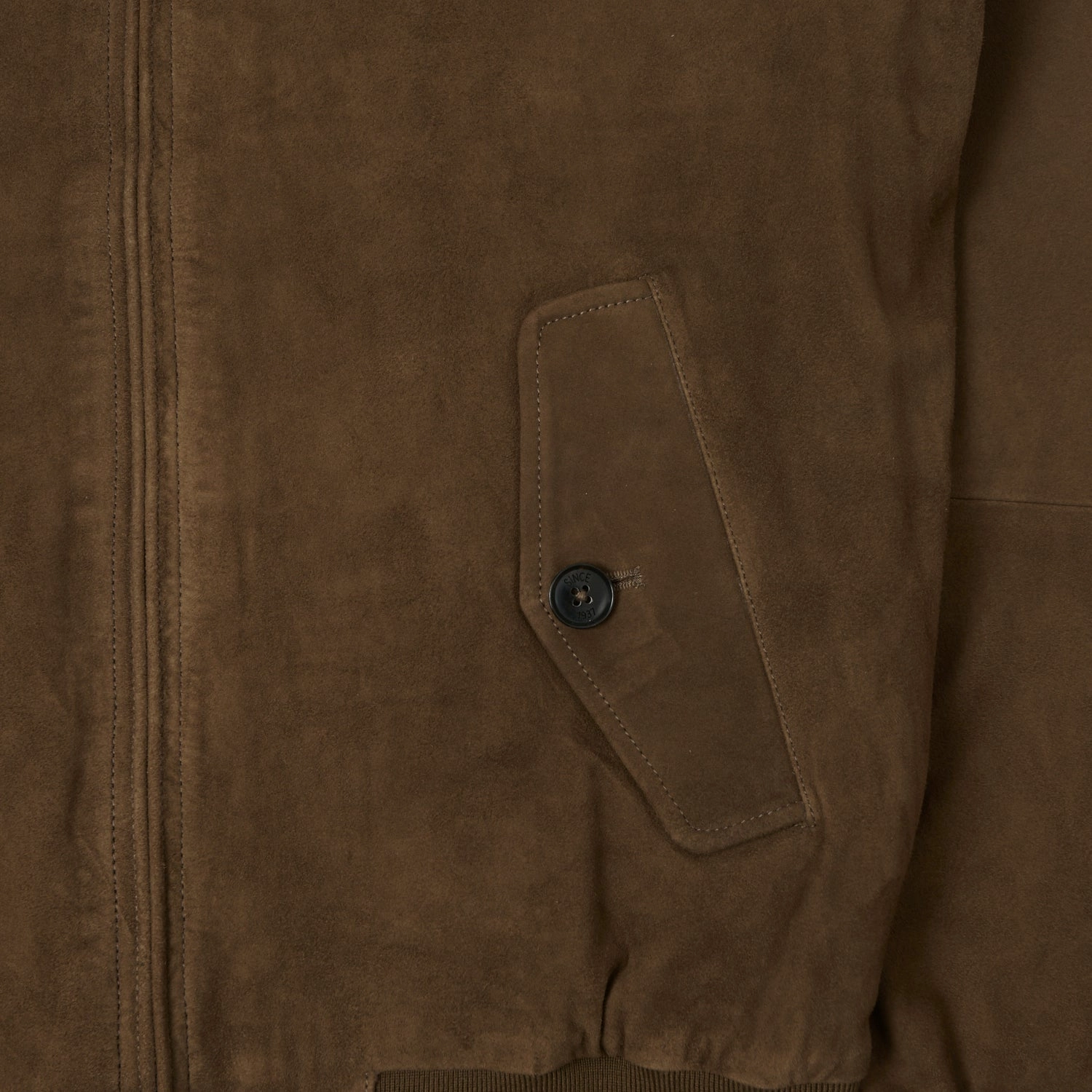 Baracuta G9 Suede Harrington Jacket - Dark Olive AdjustableHood Effortless Travel Wear