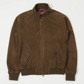 PocketPlacement Baracuta G9 Suede Harrington Jacket - Dark Olive