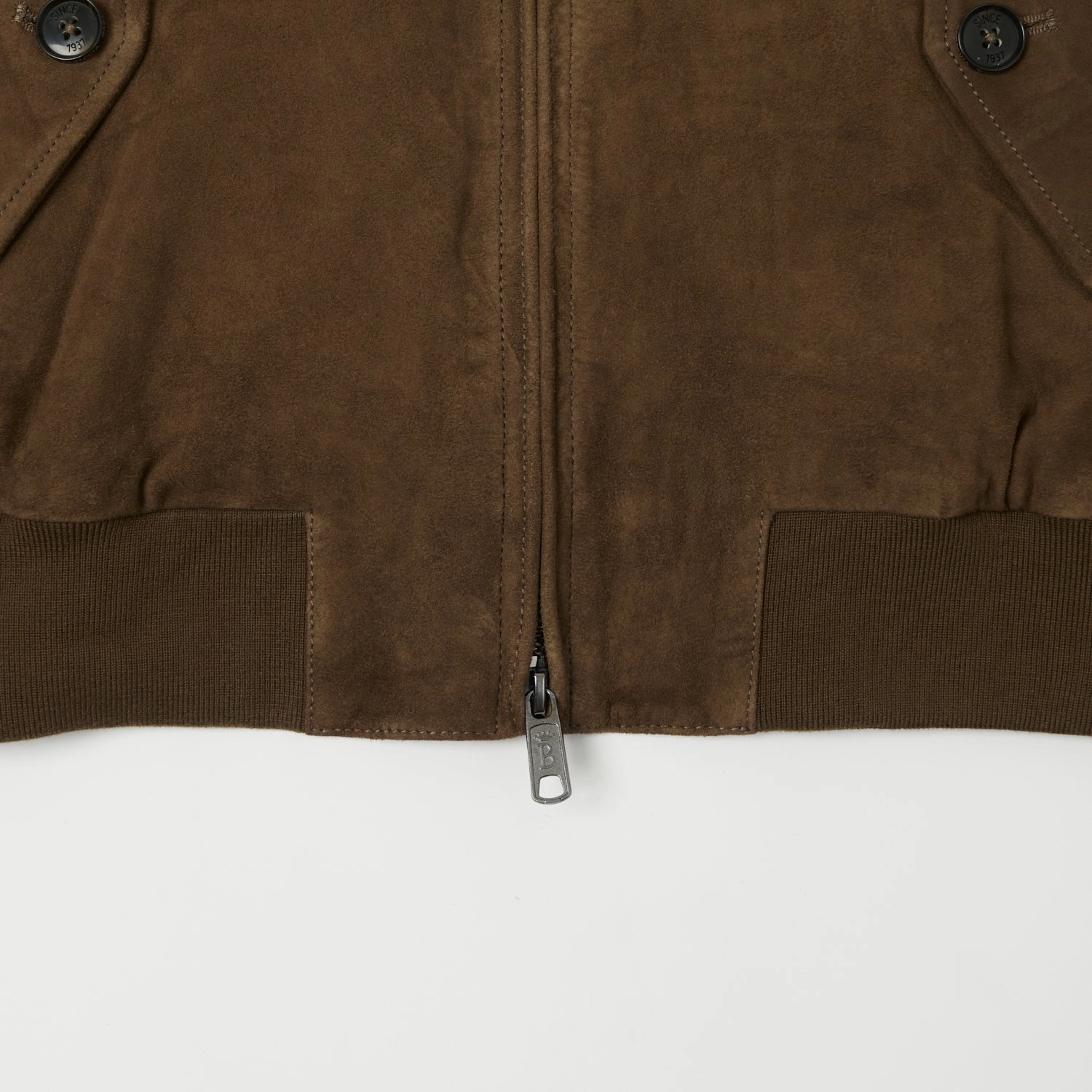 Baracuta G9 Suede Harrington Jacket - Dark Olive Water Repellent Coating