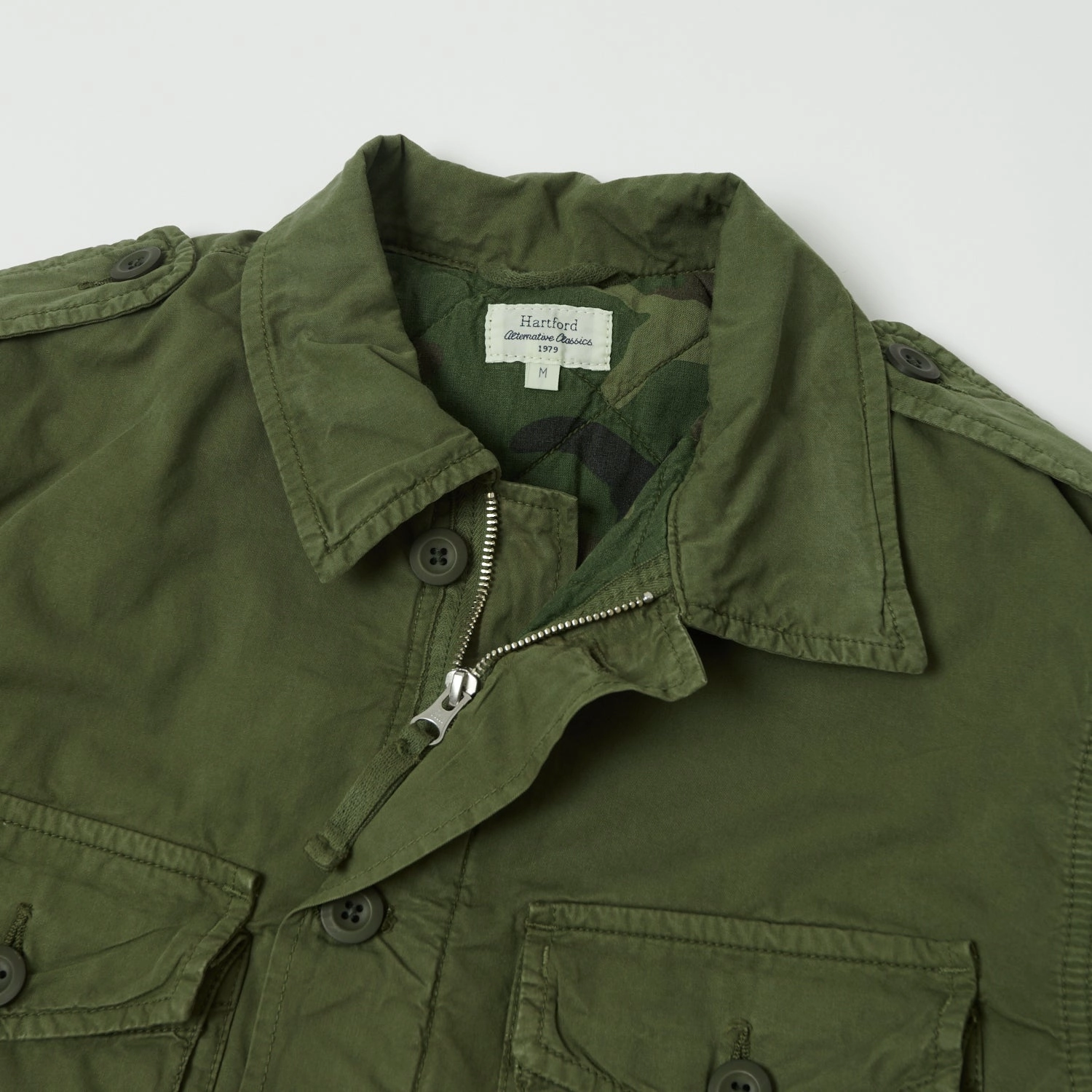 Hartford 'Jonah' Military Workers Jacket - Army Green Ventilated Back