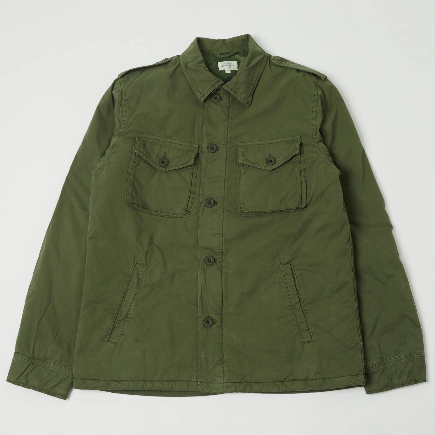 High Collar Style Hartford 'Jonah' Military Workers Jacket - Army Green