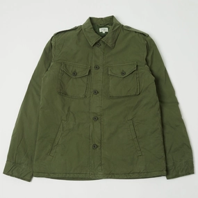 High Collar Style Hartford 'Jonah' Military Workers Jacket - Army Green