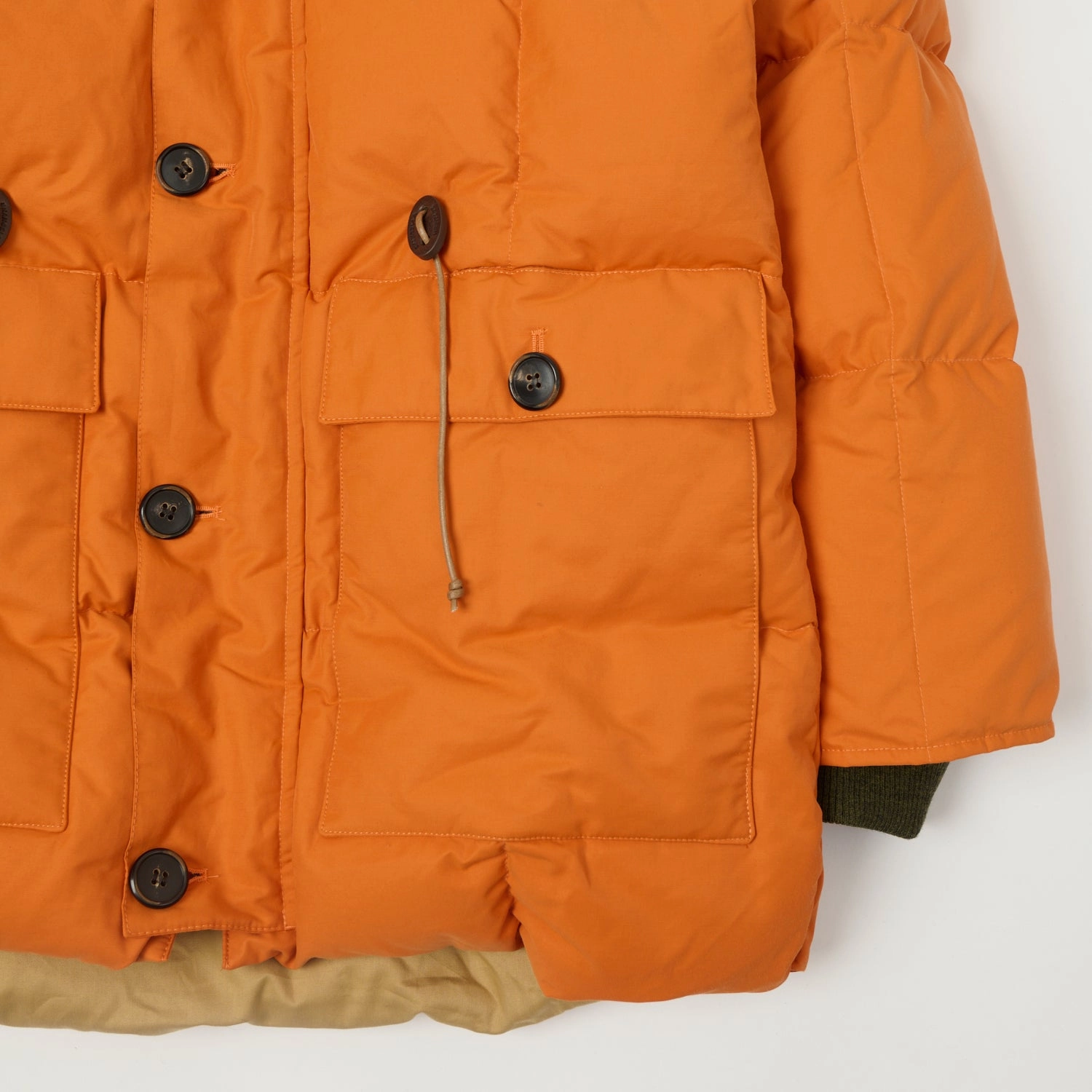 Shangri-La Heritage 'Presena' Quilted Down Jacket - Orange Clean Jacket Detail
