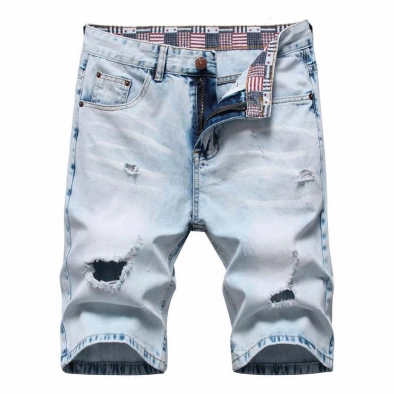 No Ride Up Design Wool blend West Louis? Ripped Bermuda Fashion Cotton Jeans Shorts