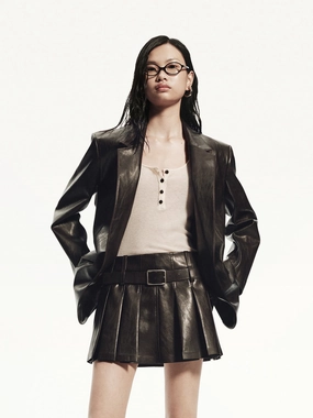 Active Wear Oversized Leather Blazer