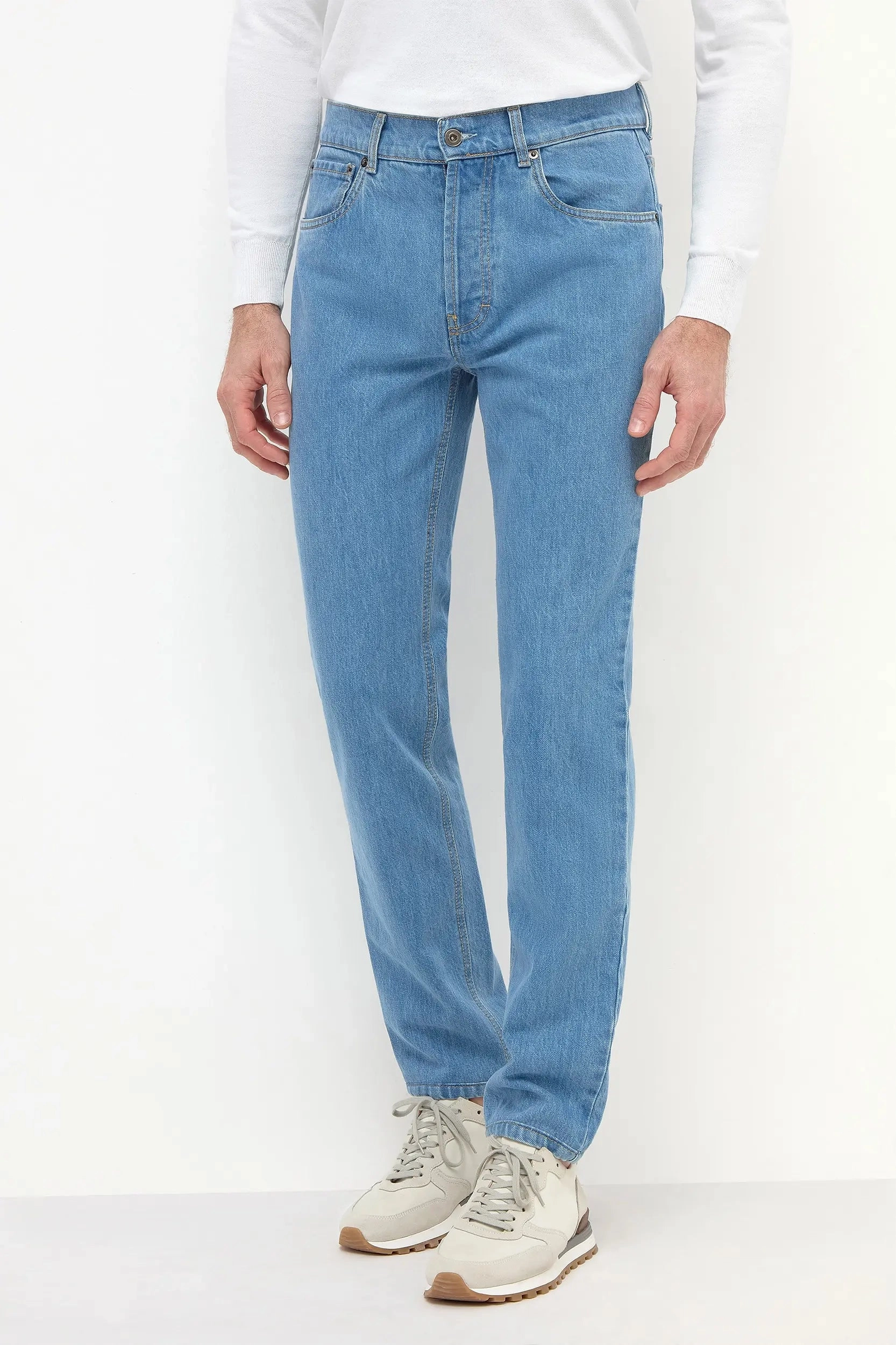 Light blue bleached jeans - Candiani cotton - Made in Italy HeatRegulatingLining Ventilated Panels