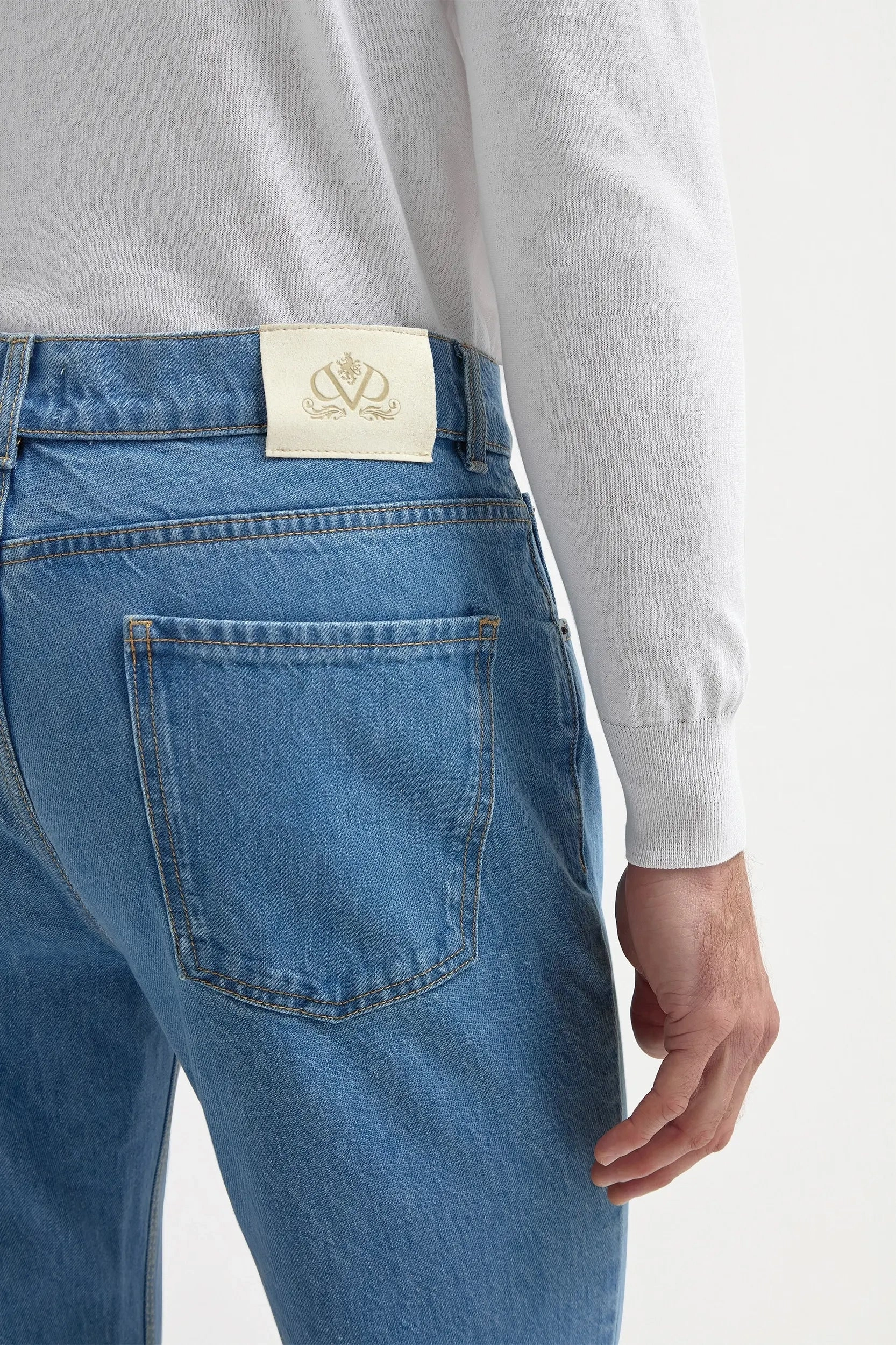 Outdoor Lifestyle Light blue bleached jeans - Candiani cotton - Made in Italy