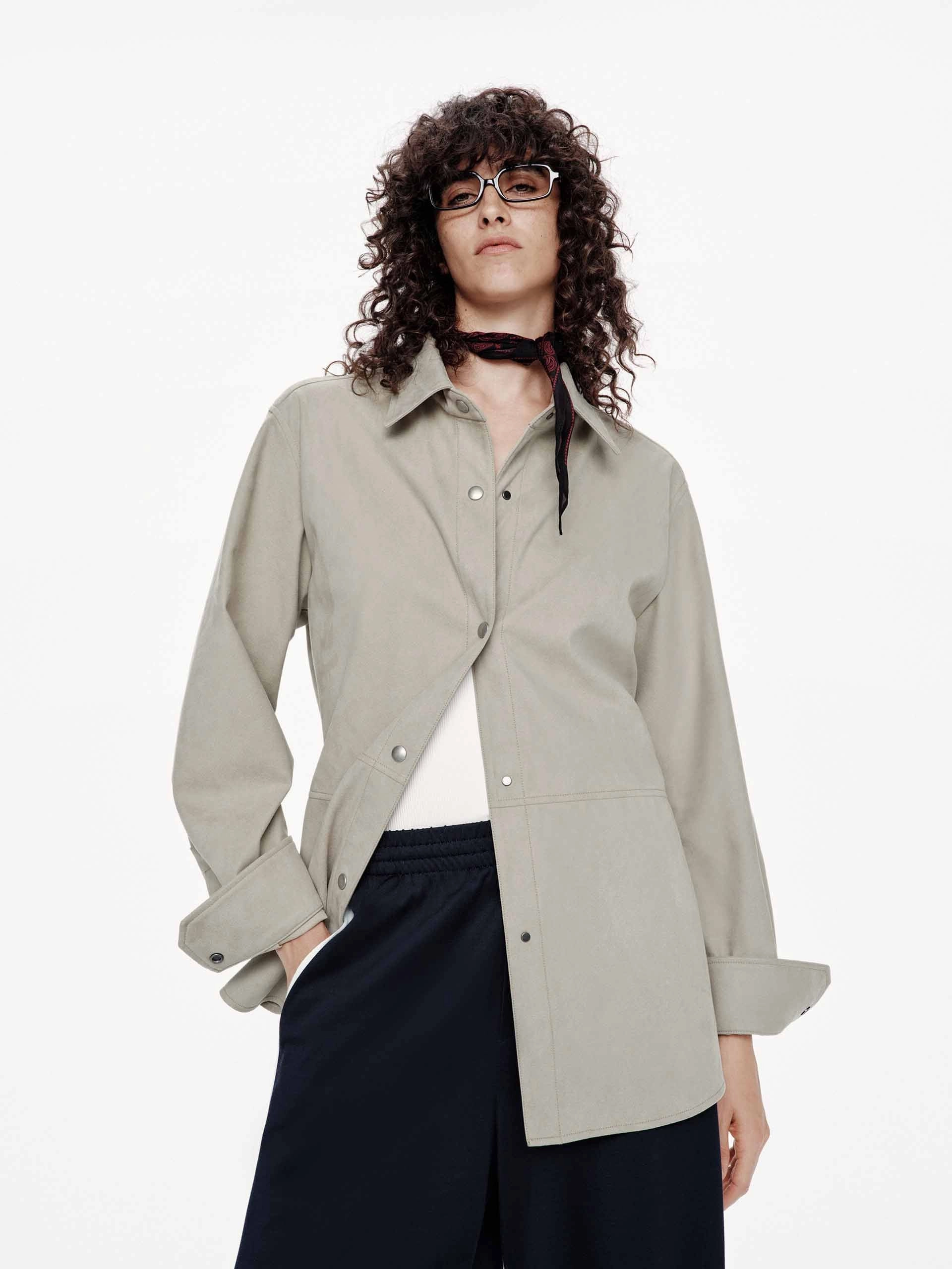 Fleece Inside Packable Feature Faux Leather Button Jacket