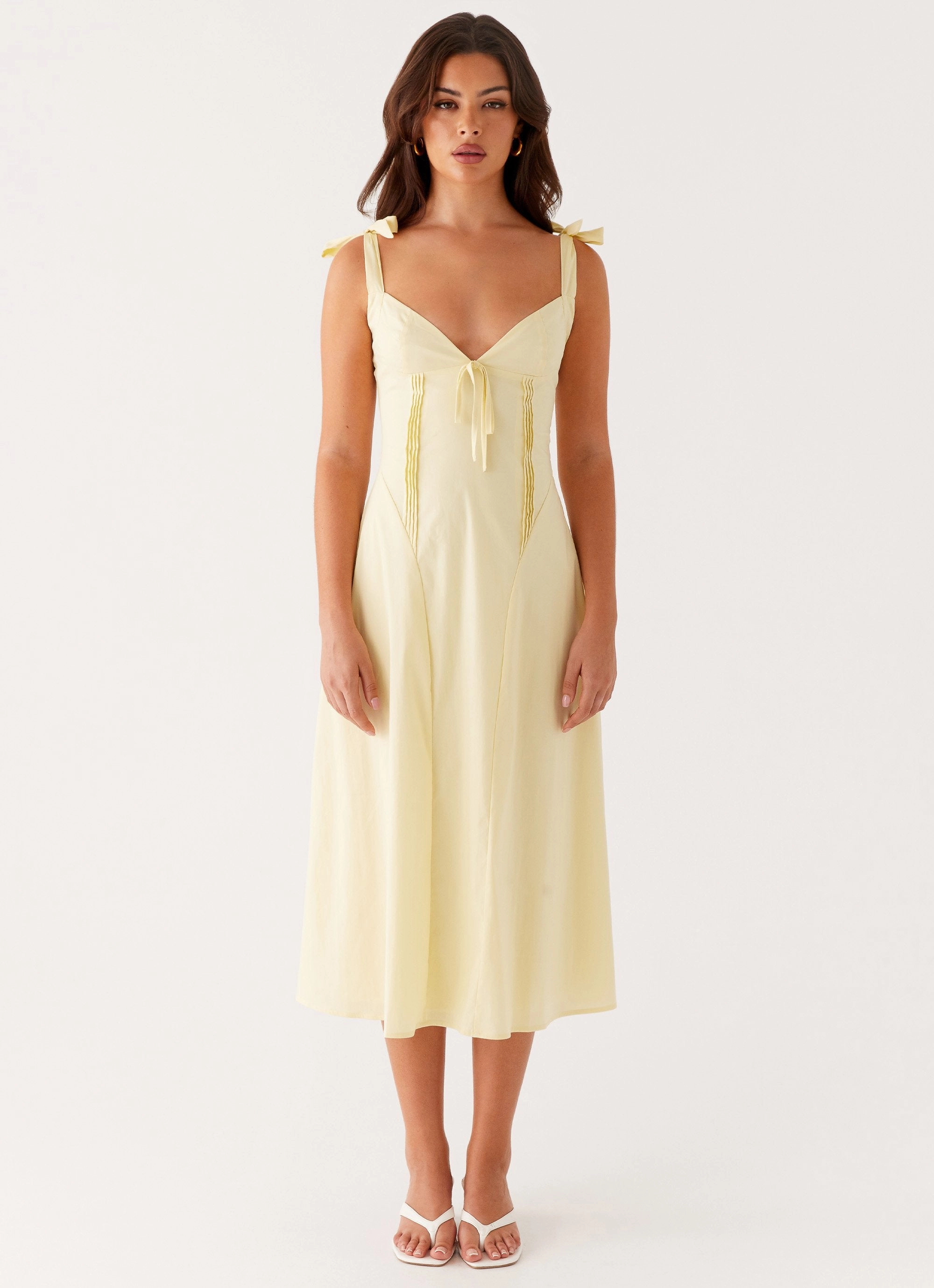 foldable Adela Midi Dress - Yellow