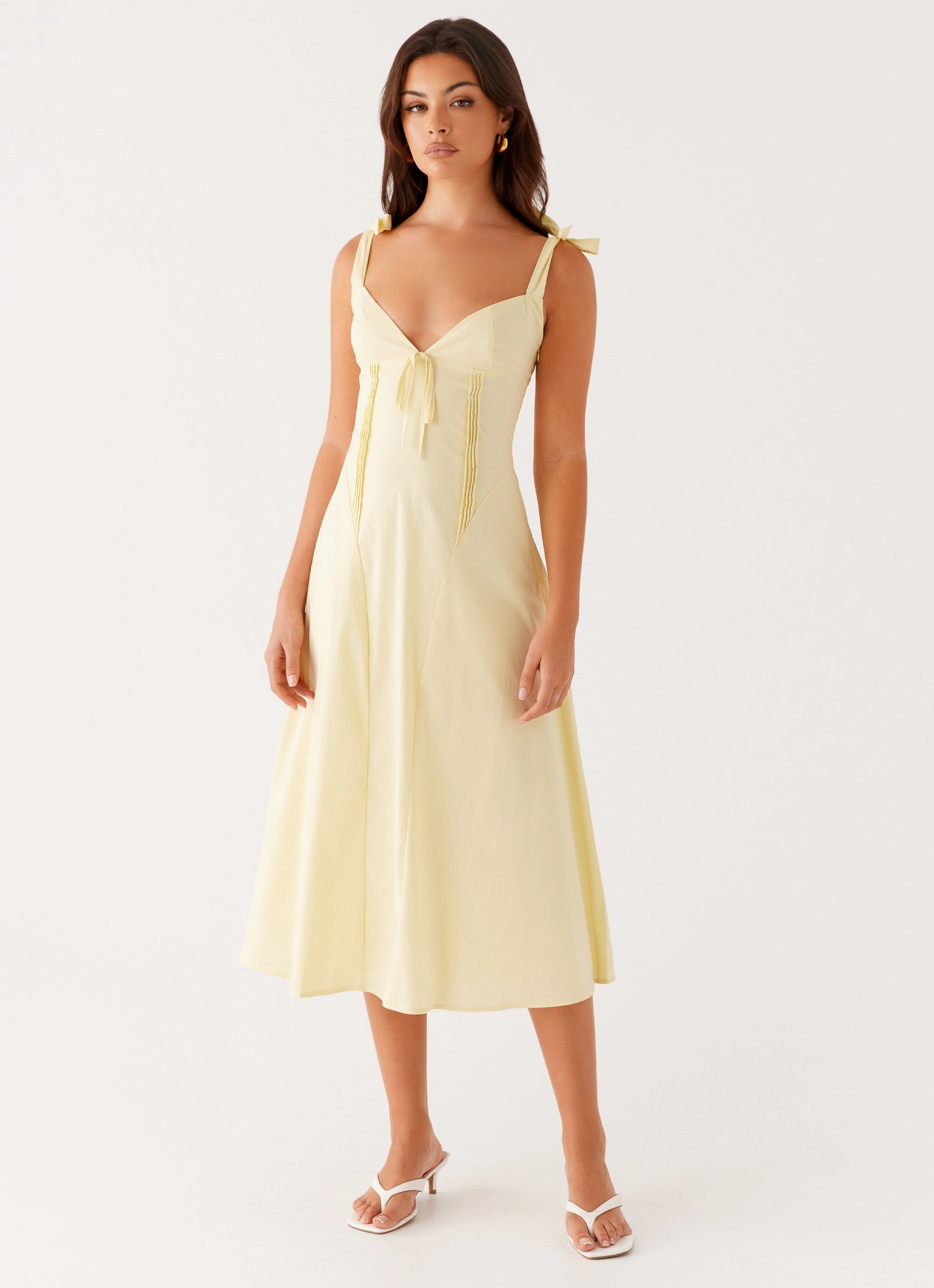 Adela Midi Dress - Yellow Feather Light