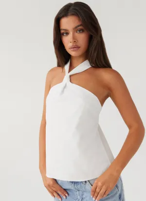 Trendy Cardigan simple design Keira Linen Top - White