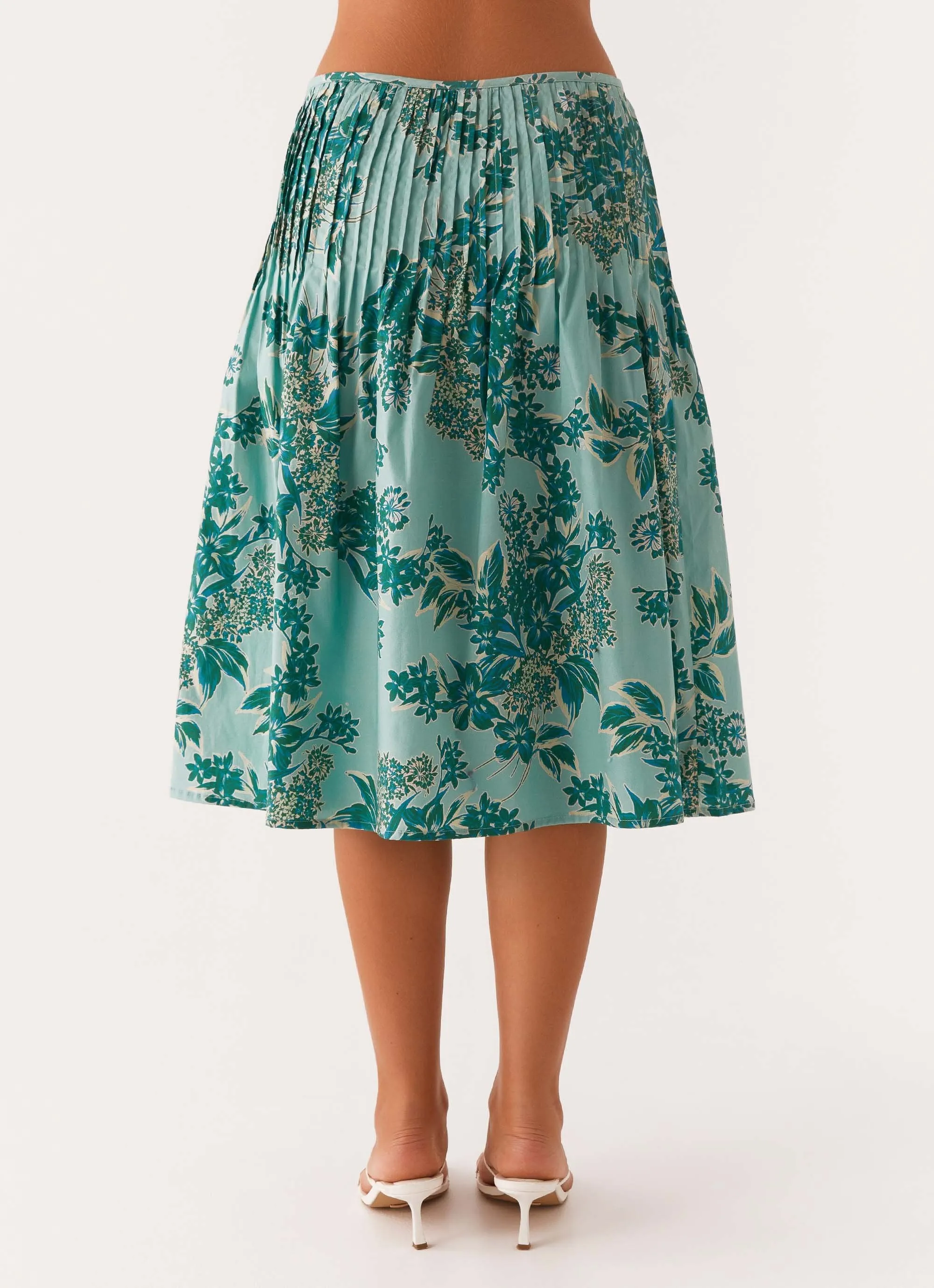 Dreamscape Midi Skirt - Cloud Nine Floral Weekend Fashion Split hem