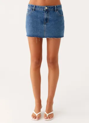 Kamen Low Rise Mini Skirt - Indigo Denim Fashion Tones Friction Free