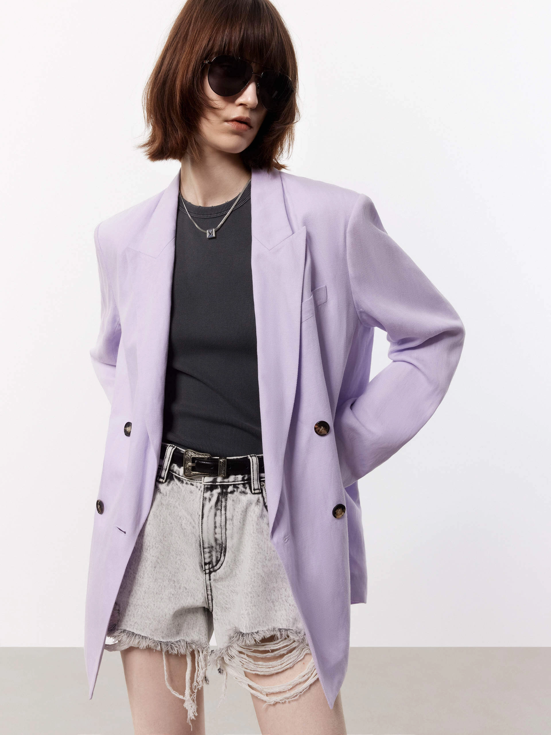 Linen Blend Tailored Blazer Abrasion Resistant Panels