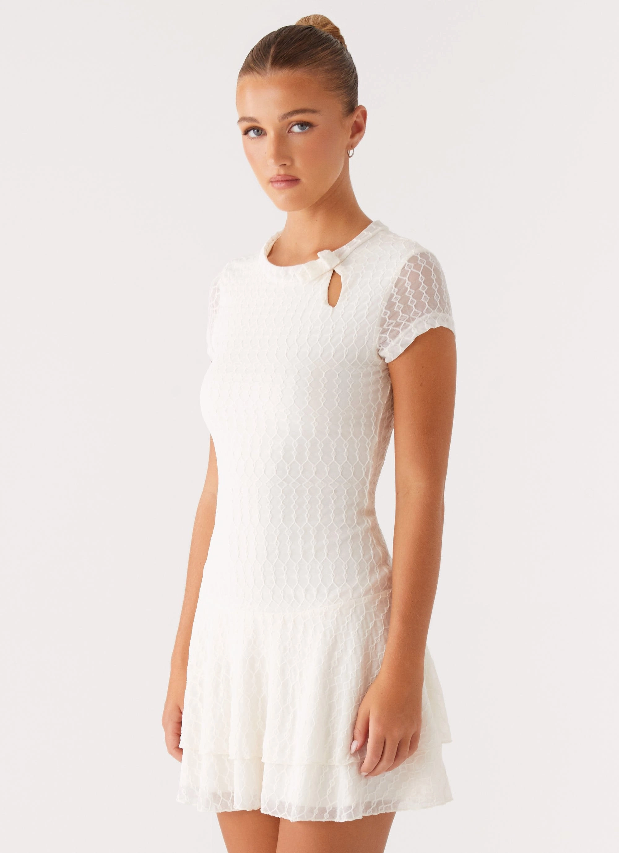 Comfy Fit Casual event outfit Esty Mini Dress - Ivory