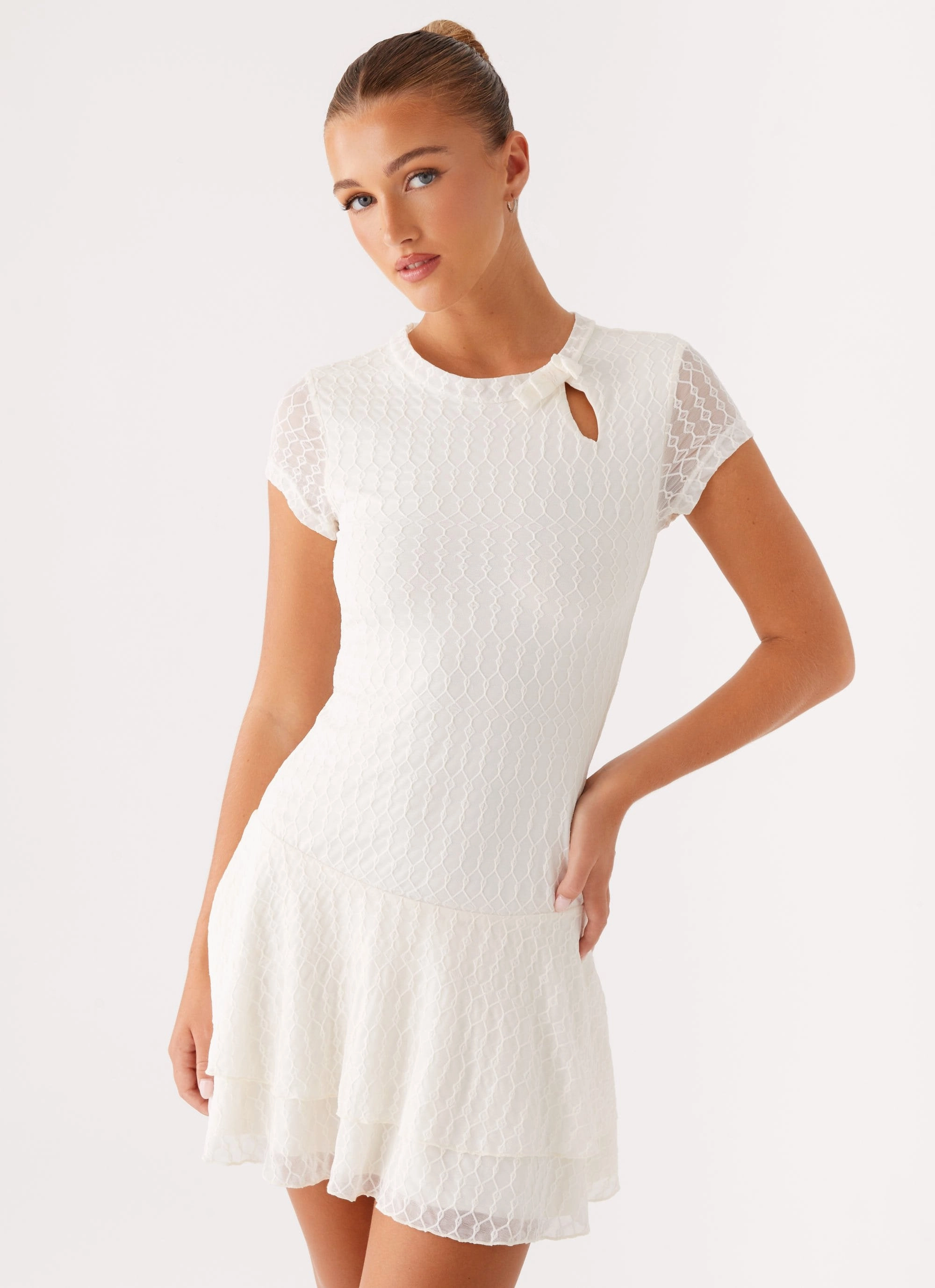 Esty Mini Dress - Ivory Chic Tailoring Design