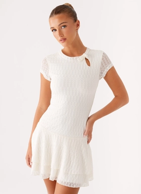 Esty Mini Dress - Ivory Chic Tailoring Design