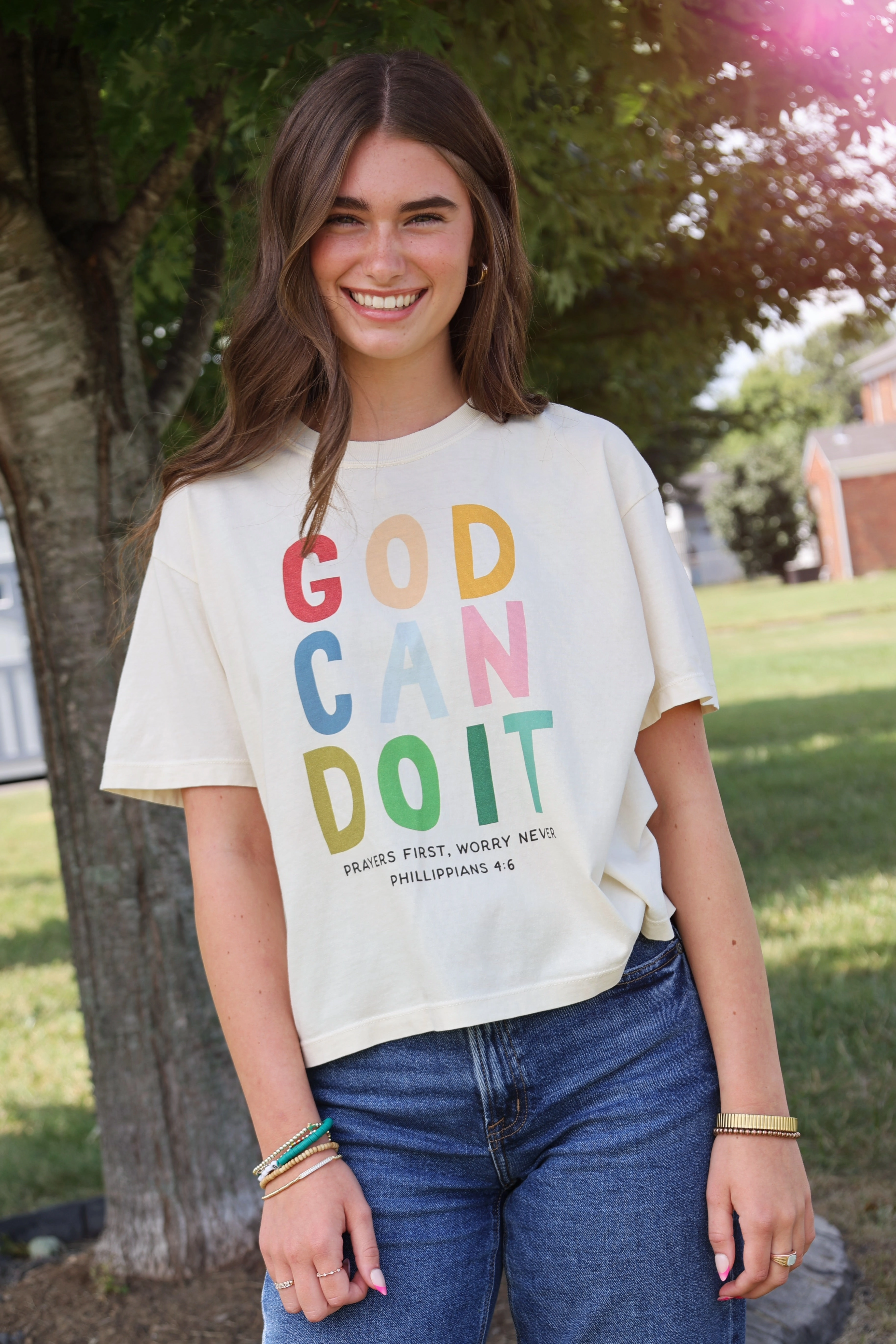 Regular Fit Simple Cut God Can Do It Tee