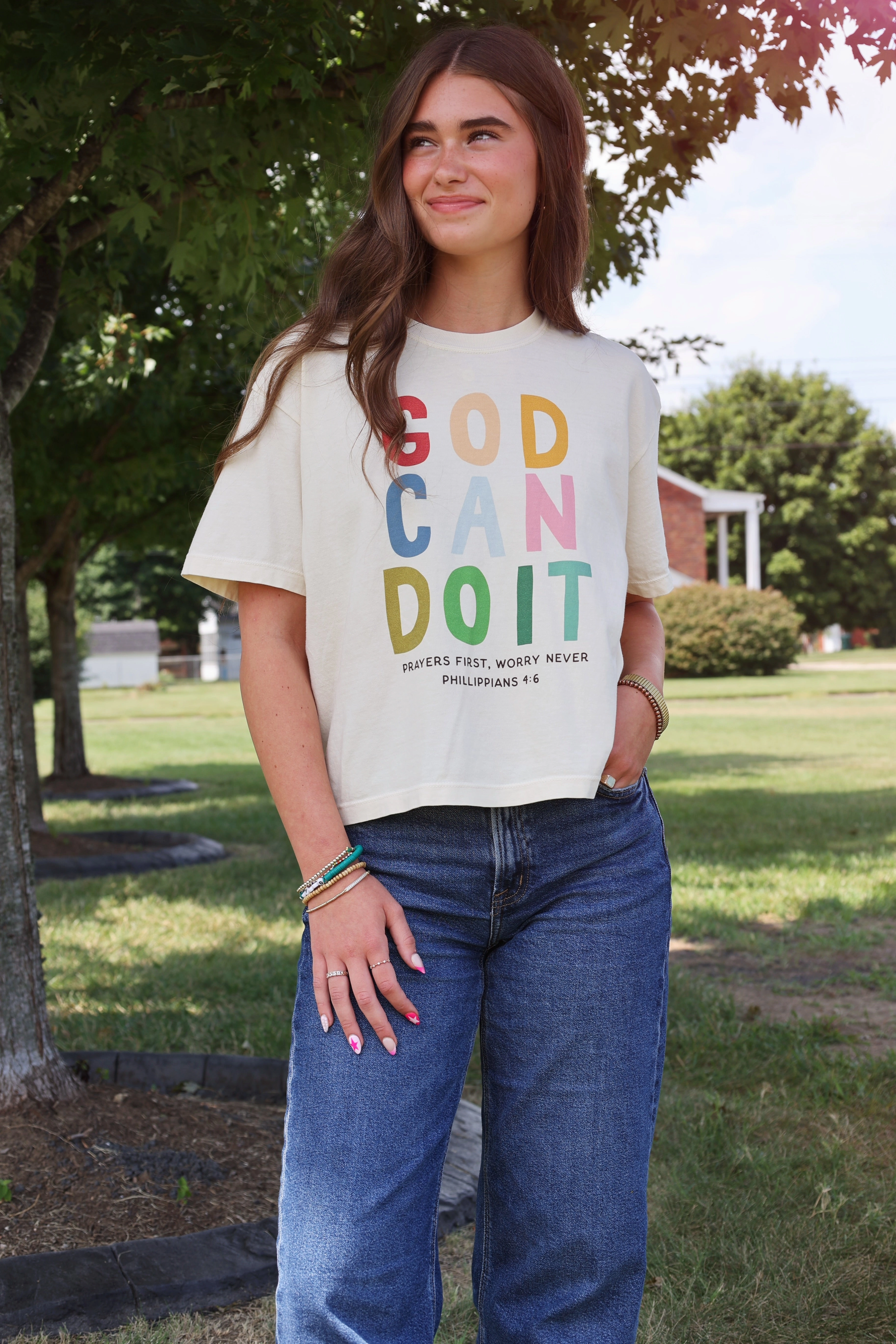 Two Tone Texture Effect God Can Do It Tee