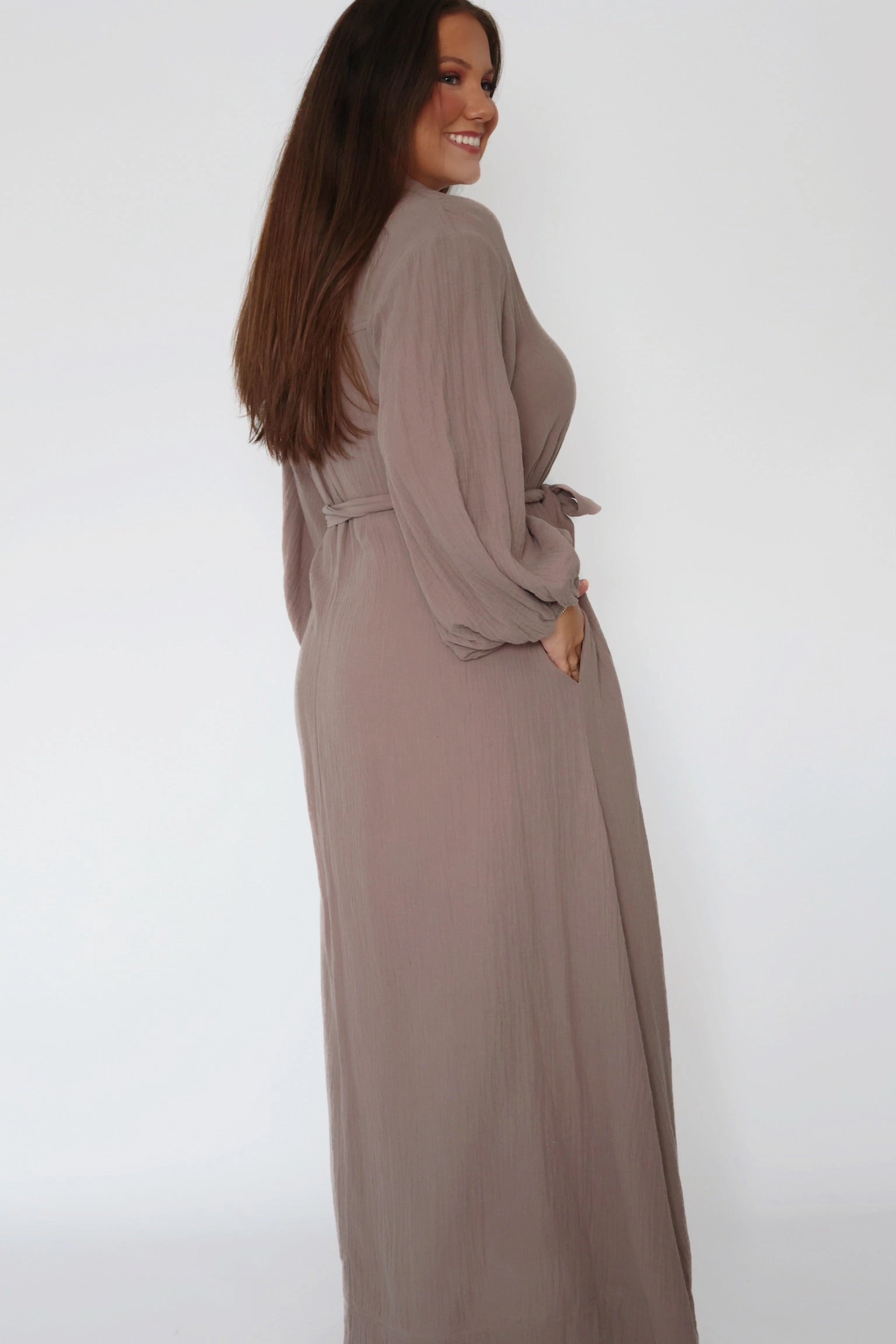 casual top Falling For You Shirt Dress - Mushroom (FINAL SALE)