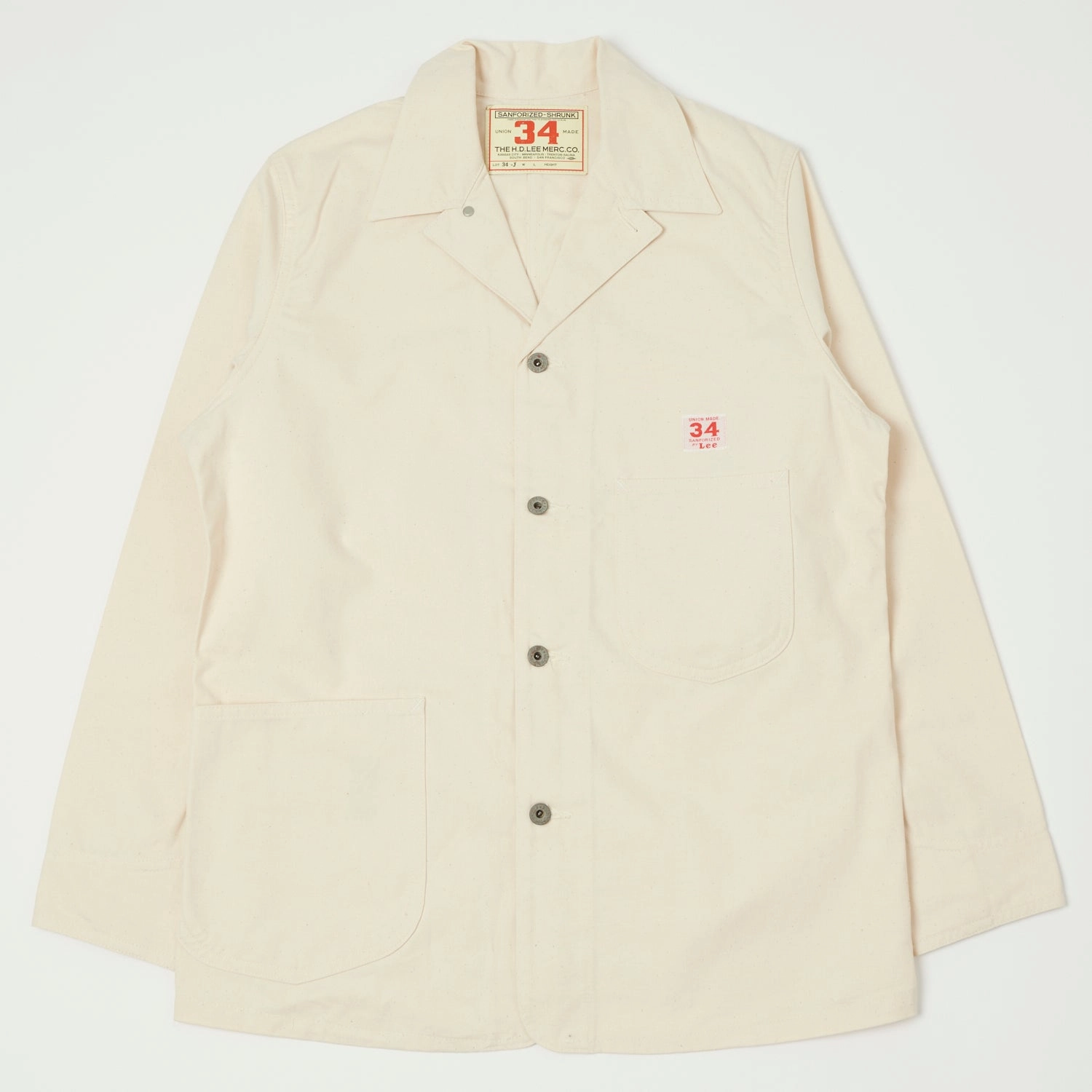 Lee Archives WWII 'Loco' Denim Coverall Jacket - Ecru Functional Pocket